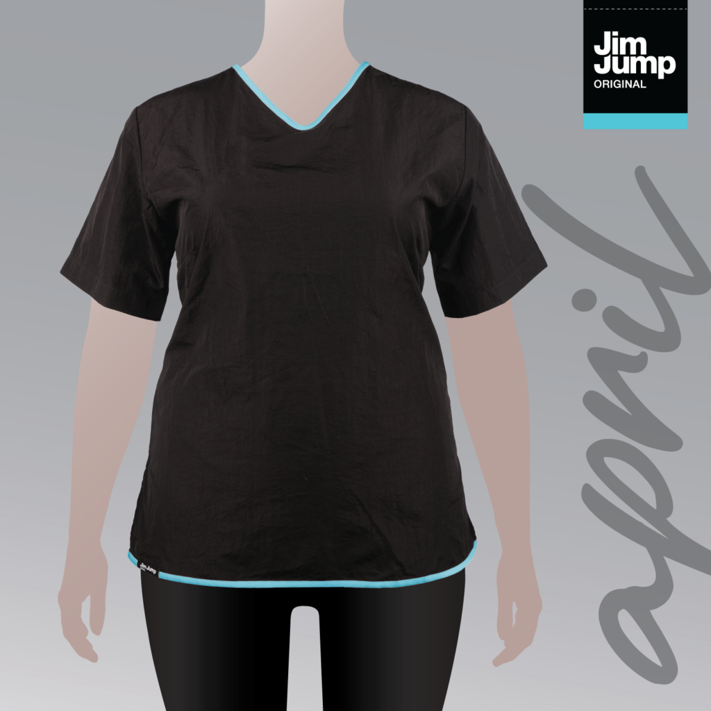 jim-jump-contrast-scrub-top-black-blue-hair-resistant-dog-grooming-no-paws