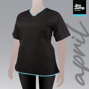 jim-jump-contrast-scrub-top-black-blue-hair-resistant-dog-grooming-no-paws-angle