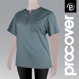 procover-sea-green-splitneck-scrub-top-hair-resistant-clothing-dog-grooming-salon-wear